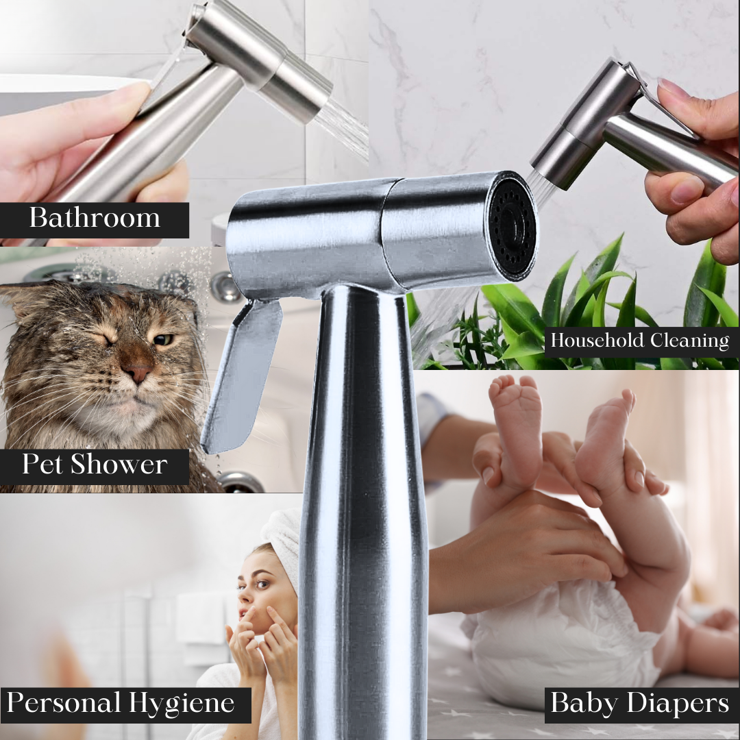 Premium Stainless Steel Bathroom Bidet Sprayer Set, Suitable for Feminine Washing, Diaper Cleaning, Baby Washing, Pet Shower - Easy to Install